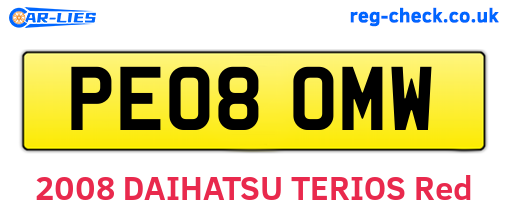 PE08OMW are the vehicle registration plates.