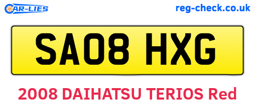 SA08HXG are the vehicle registration plates.