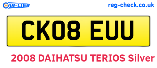 CK08EUU are the vehicle registration plates.