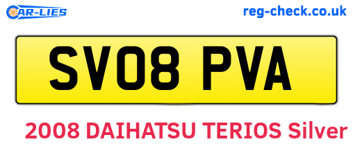 SV08PVA are the vehicle registration plates.