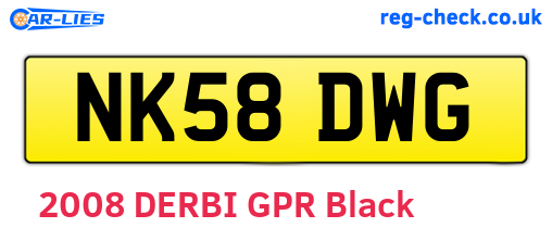 NK58DWG are the vehicle registration plates.