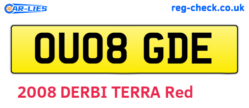 OU08GDE are the vehicle registration plates.