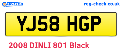YJ58HGP are the vehicle registration plates.