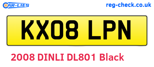 KX08LPN are the vehicle registration plates.