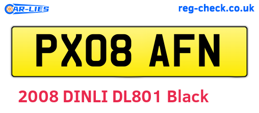 PX08AFN are the vehicle registration plates.