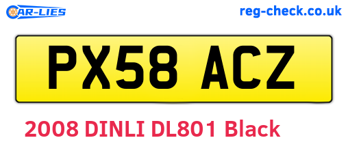 PX58ACZ are the vehicle registration plates.
