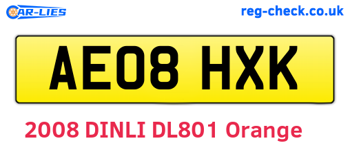 AE08HXK are the vehicle registration plates.