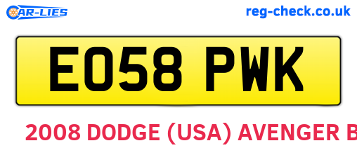 EO58PWK are the vehicle registration plates.