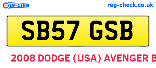 SB57GSB are the vehicle registration plates.