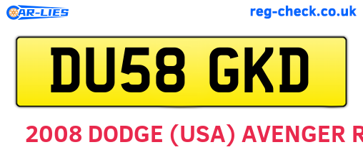 DU58GKD are the vehicle registration plates.