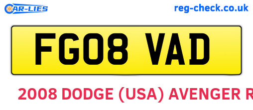 FG08VAD are the vehicle registration plates.