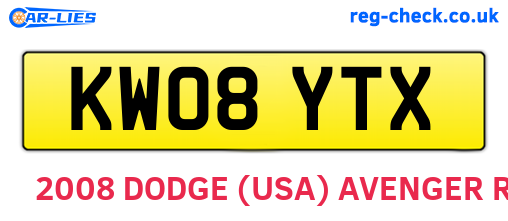 KW08YTX are the vehicle registration plates.