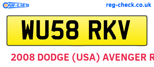 WU58RKV are the vehicle registration plates.
