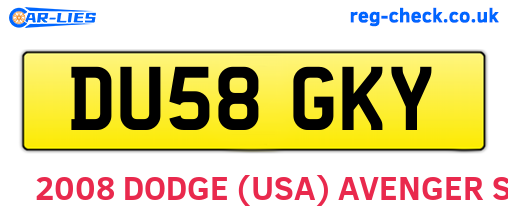 DU58GKY are the vehicle registration plates.