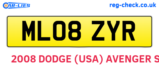 ML08ZYR are the vehicle registration plates.