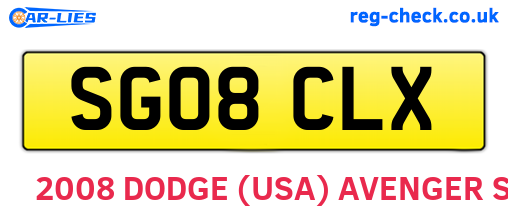 SG08CLX are the vehicle registration plates.