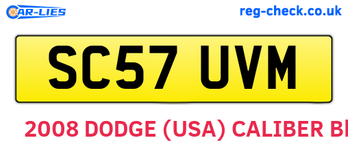SC57UVM are the vehicle registration plates.