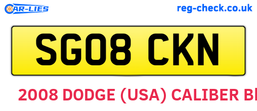 SG08CKN are the vehicle registration plates.