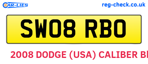 SW08RBO are the vehicle registration plates.