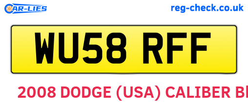 WU58RFF are the vehicle registration plates.