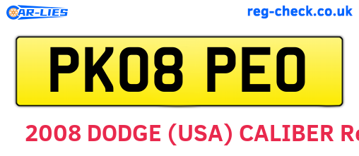PK08PEO are the vehicle registration plates.
