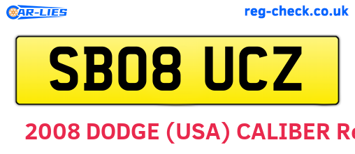 SB08UCZ are the vehicle registration plates.