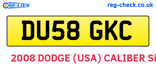 DU58GKC are the vehicle registration plates.