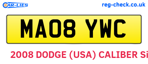 MA08YWC are the vehicle registration plates.