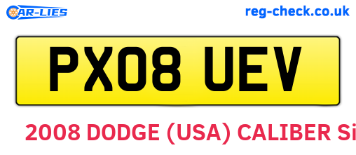 PX08UEV are the vehicle registration plates.