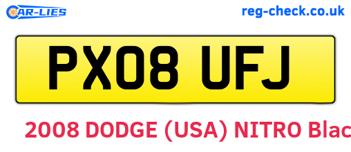 PX08UFJ are the vehicle registration plates.