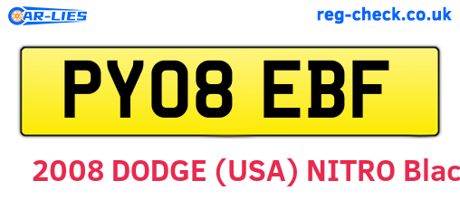 PY08EBF are the vehicle registration plates.