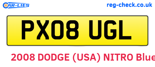 PX08UGL are the vehicle registration plates.