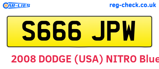 S666JPW are the vehicle registration plates.