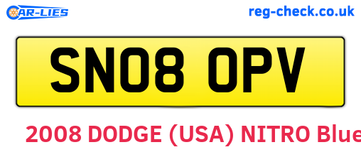 SN08OPV are the vehicle registration plates.