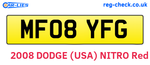 MF08YFG are the vehicle registration plates.