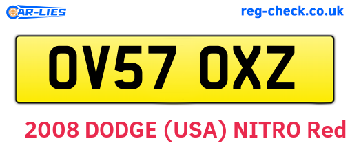 OV57OXZ are the vehicle registration plates.