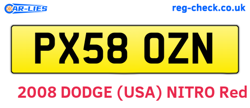 PX58OZN are the vehicle registration plates.