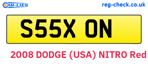 S55XON are the vehicle registration plates.