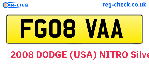 FG08VAA are the vehicle registration plates.