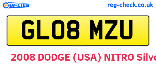 GL08MZU are the vehicle registration plates.
