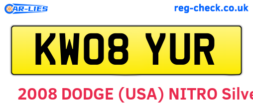 KW08YUR are the vehicle registration plates.