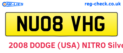NU08VHG are the vehicle registration plates.