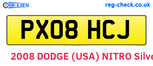 PX08HCJ are the vehicle registration plates.