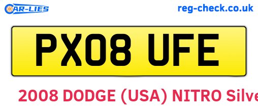 PX08UFE are the vehicle registration plates.