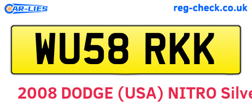 WU58RKK are the vehicle registration plates.