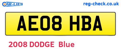 AE08HBA are the vehicle registration plates.