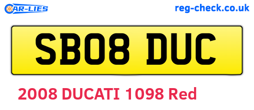 SB08DUC are the vehicle registration plates.