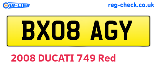 BX08AGY are the vehicle registration plates.