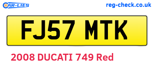 FJ57MTK are the vehicle registration plates.