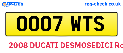 OO07WTS are the vehicle registration plates.